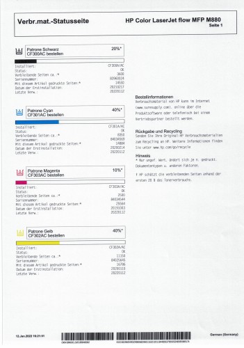 HP Color LaserJet Enterprise Flow M880m Multifunktionsgerät inkl. Stapelfach mit Hefteinrichtung A2W80A